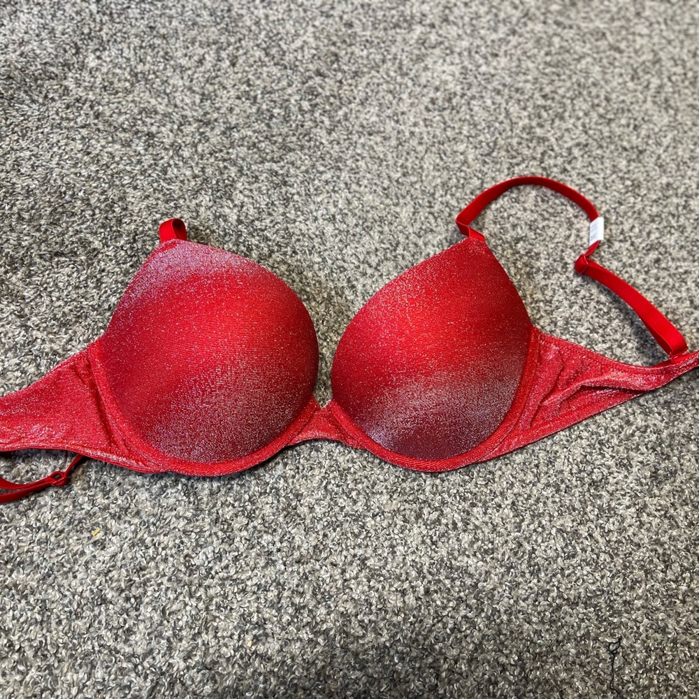 Red Shimmery Push-Up Bra - Women Intimates